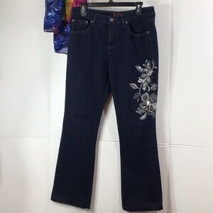 Hi Denim silver sequin embroidered bootleg jeans 10